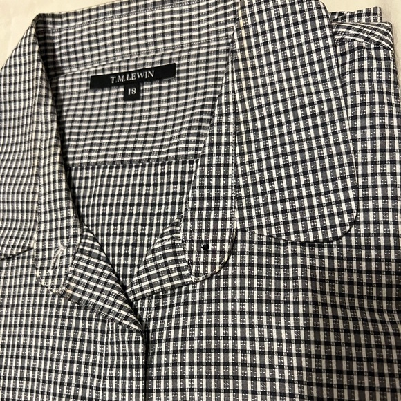TM Lewin Black & White Checkered Button-Down Shirt - UK Size 18; US 16 - Picture 3 of 5